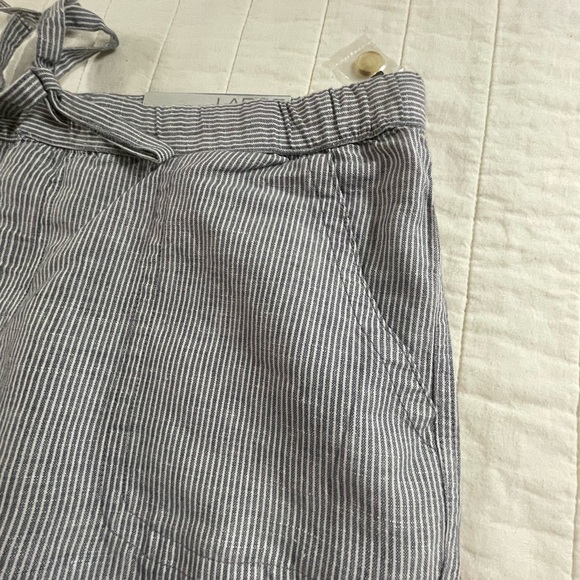 Liz Claiborne Linen Cotton Classic Striped Gray Capri Pants Large - Picture 9 of 13